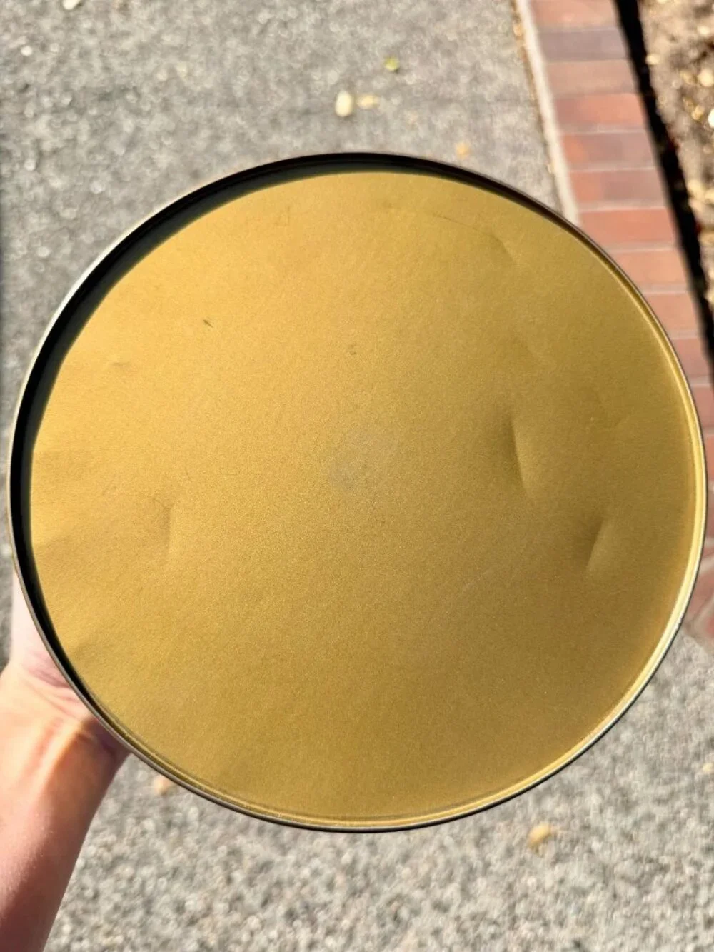 Vintage Jane Parker Cameo Fruitcake Tin Red Gold Embossed Round 8.25 x 3.75 in